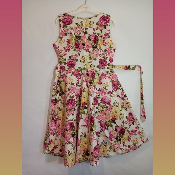 1950s Swing Floral Sleeveless A-Line Dress Size Large - Picture 3 of 6